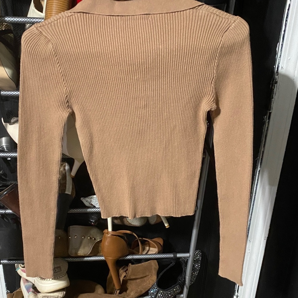 Forever 21 Camel Ribbed Button Down Shirt - Picture 2 of 2